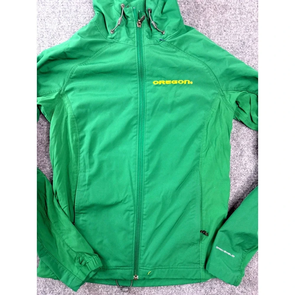 Columbia Oregon Ducks Omni-Shield Hooded Windbreaker Jacket Mens Medium‎ Green